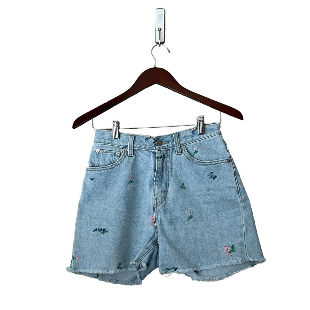 Levi's Light Blue Jean Shorts with Floral Embroidery